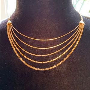 Layered 5 Strand Gold Necklace